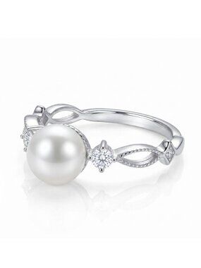 Dainty Pearl Ring, 925 Sterling Silver Charmed Aroma